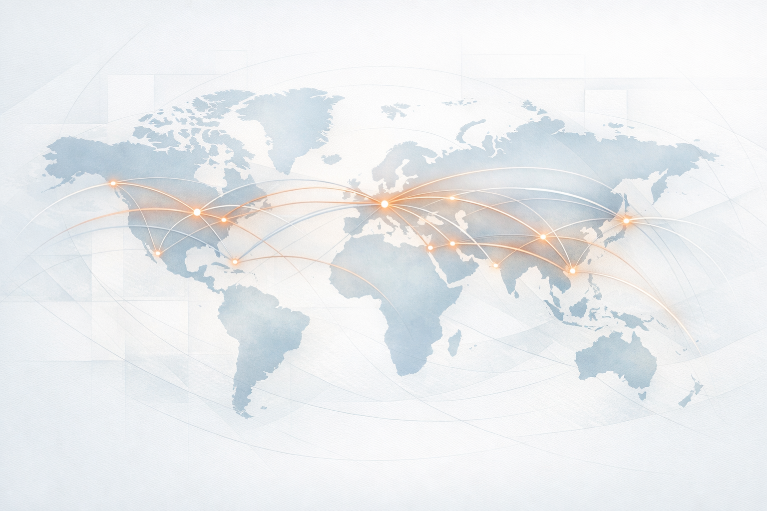 Global network illustration showing route corridors and geographic reach